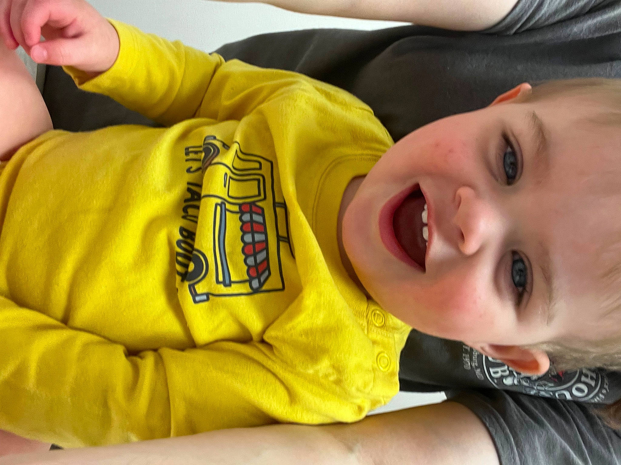 Noa joined the competition — help win amazing prizes! baby_laughing, cheek, child, chin, comfort, elbow, eye, finger, fun, gesture, hand, happy, mouth, nose, person, sleeve, smile, thumb, toddler, wrist