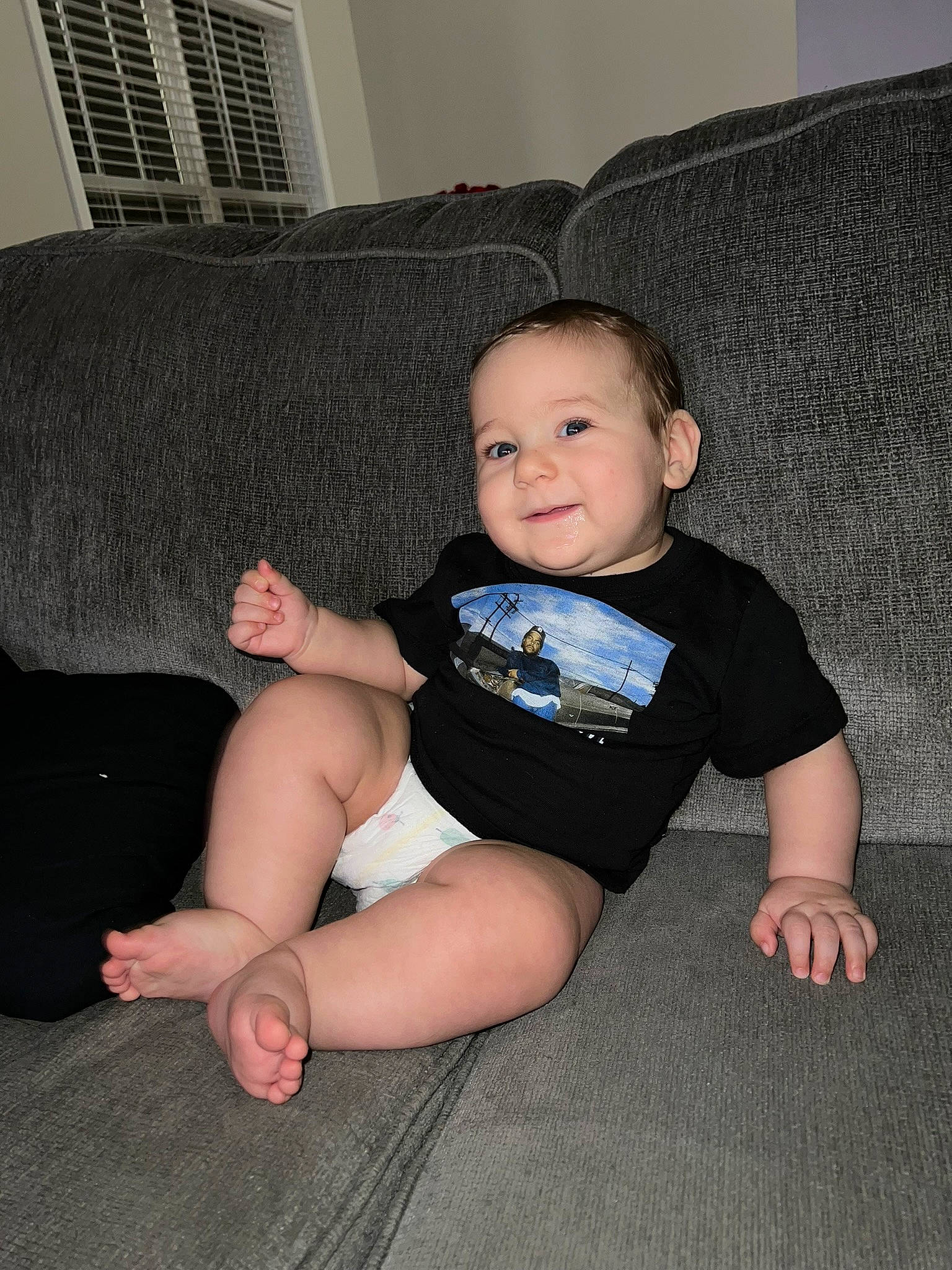 Alexander joined the competition — help win amazing prizes! baby_toddler_clothing, comfort, couch, eye, face, finger, flash_photography, floor, flooring, joint, joy, knee, leg, person, shoulder, skin, sleeve, smile, standing, thigh