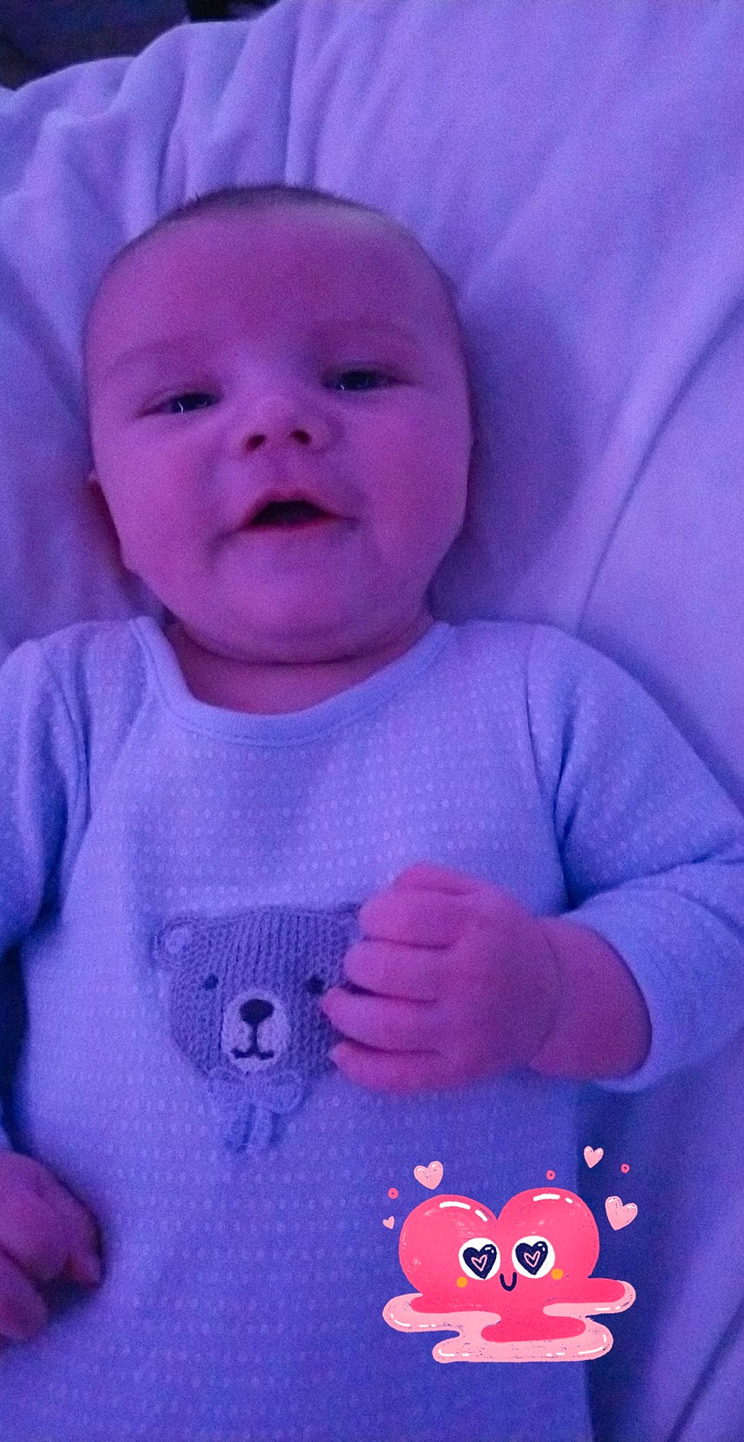 Cayde joined the competition — help win amazing prizes! azure, baby_toddler_clothing, blue, cheek, chin, eye, face, facial_expression, head, light, lip, mouth, nose, organ, person, product, purple, skin, smile, textile