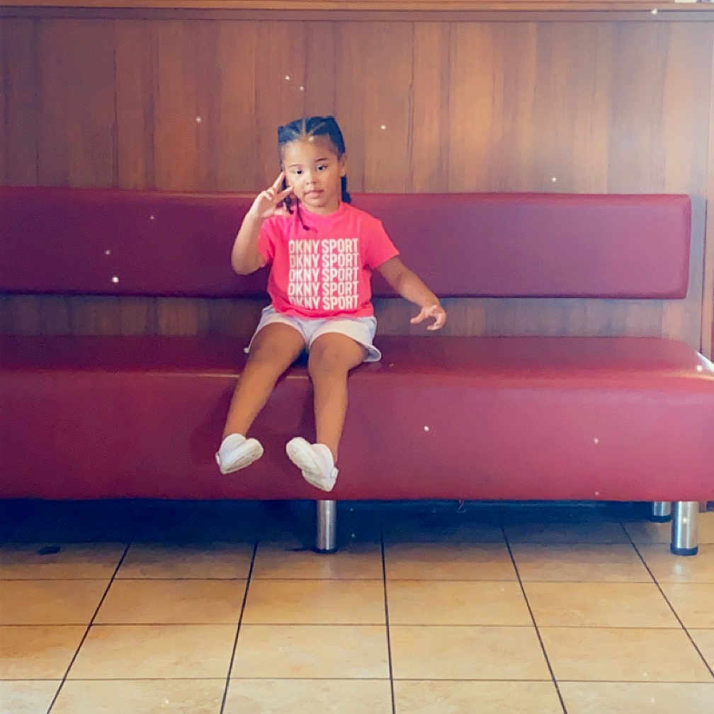 Aviana joined the competition — help win amazing prizes! child, clothing, couch, cream, dessert, face, female, food, footwear, furniture, girl, head, icecream, indoors, interiordesign, person, photography, portrait, shoe, sitting