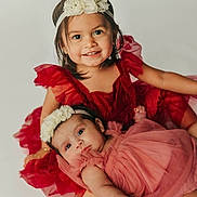 Rosita is registered to the contest to win money with this photo: baby, child, toddler, dress, headband, flower, smile, portrait, cute, sibling, family, studio, fashion, young, innocent, happy, girl, seated, soft, tulle
