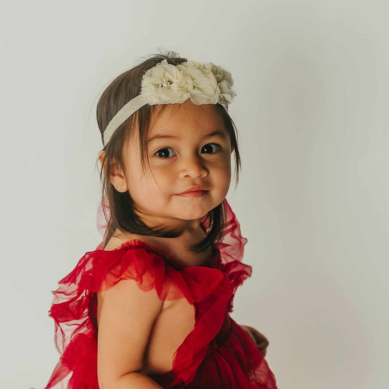 Anita joined the competition — help win amazing prizes! bracelet, child, cute, elegance, fashion, flower_headband, girl, happy, headband, innocence, long_hair, portrait, posing, pretty, red_dress, smile, soft_background, studio, toddler, young_child