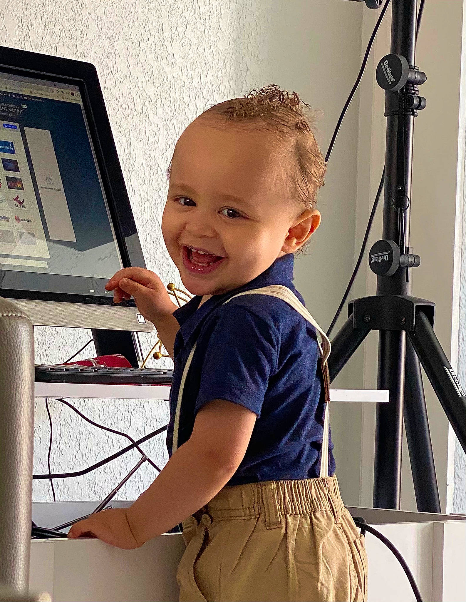 Evan joined the competition — help win amazing prizes! arm, chest, child, computer_keyboard, computer_monitor, elbow, fun, hairstyle, happy, joint, joy, output_device, person, product, shoulder, skin, sleeve, smile, standing, t_shirt