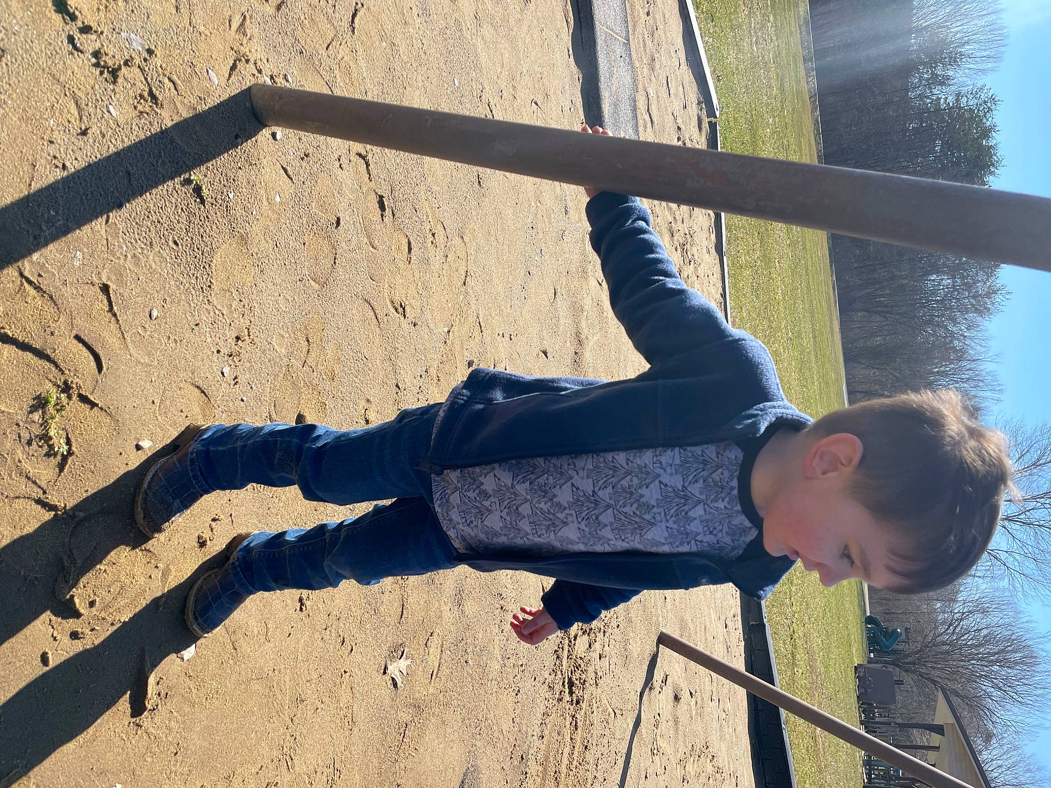 Leo is registered to the contest to win money with this photo: balance, child, elbow, electric_blue, fun, happy, human_body, human_leg, landscape, leg, leisure, people_in_nature, person, recreation, shadow, sky, soil, tints_and_shades, toddler, tree