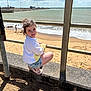 Paige-madison joined the competition — help win amazing prizes! child, smiling, beach, sand, sea, water, ocean, sunny, daylight, casual_clothing, shorts, sweatshirt, footwear, concrete, railing, outdoor, portrait, people, shore, waves