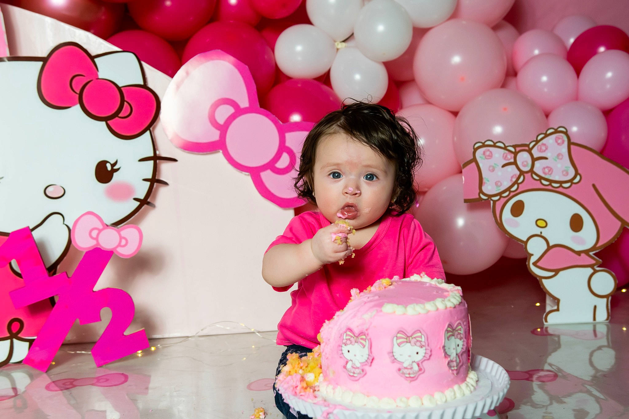 Yvette is registered to the contest to win money with this photo: baked_goods, balloon, birthday, birthday_cake, birthday_party, cake, cake_decorating, cake_decorating_supply, dress, event, food, fun, happy, magenta, party_supply, person, pink, sugar_cake, sweetness, toddler