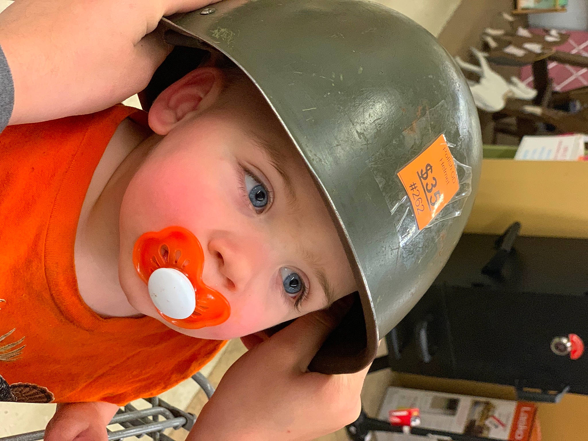 Emmet is registered to the contest to win money with this photo: baby, baby_products, baby_toddler_clothing, cap, cheek, chin, eyebrow, eyelash, fun, hairstyle, happy, hat, headgear, headwear, helmet, lip, mouth, nose, person, personal_protective_equipment