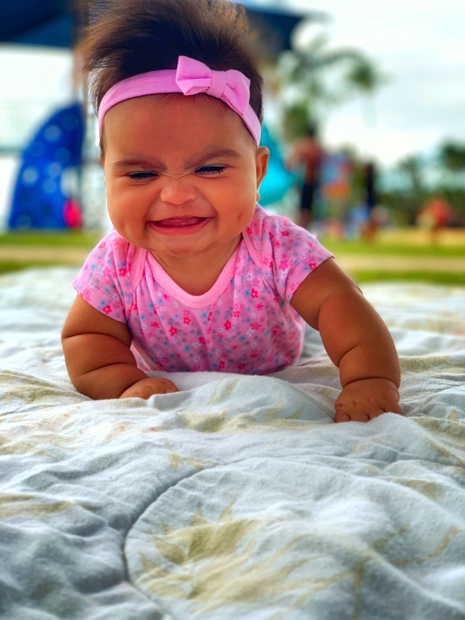 Kami joined the competition — help win amazing prizes! baby, cheek, child, face, facial_expression, fun, hair_accessory, happy, head, headband, headgear, joy, person, pink, play, recreation, skin, smile, summer, textile
