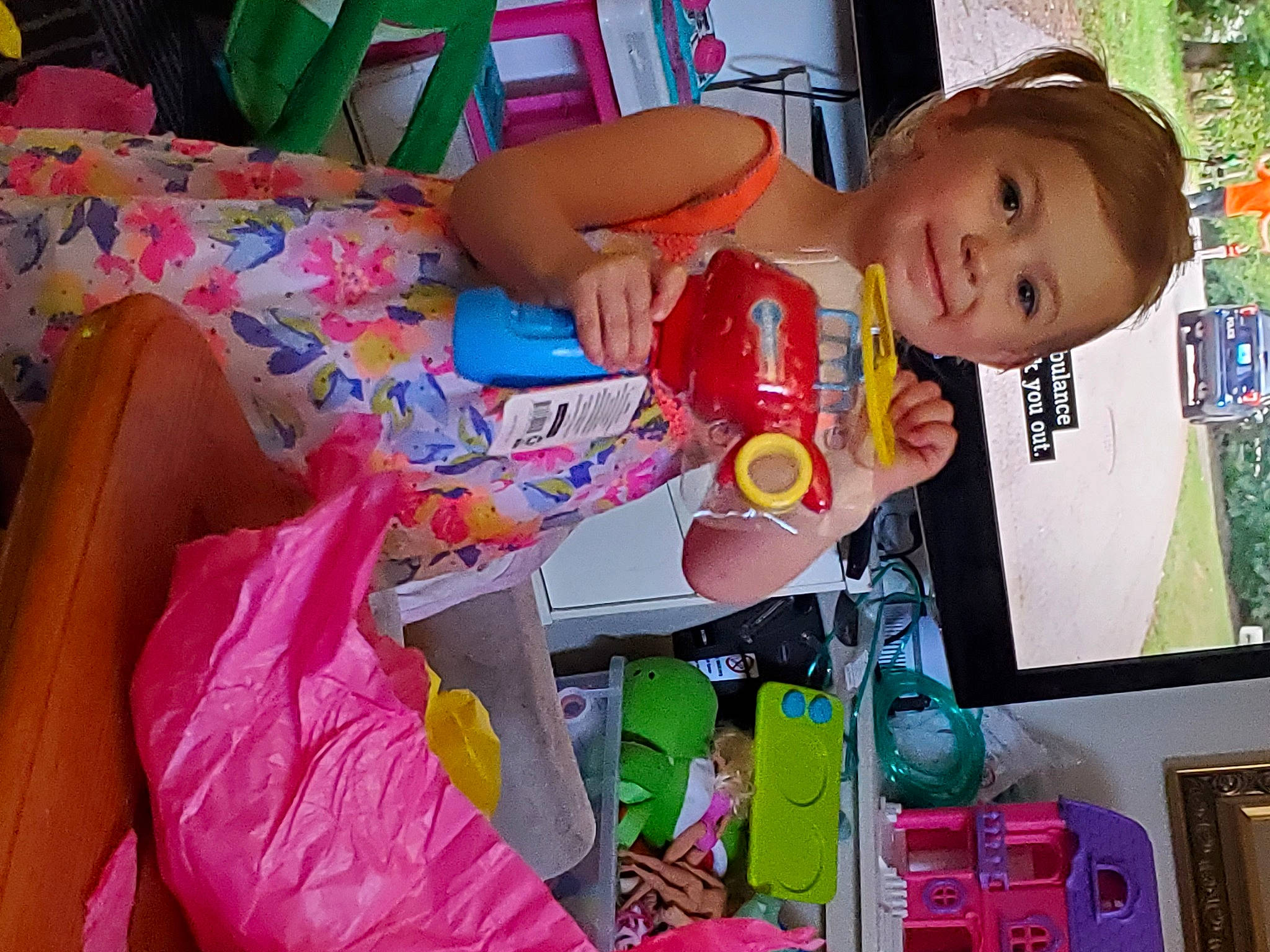 April is registered to the contest to win money with this photo: baby, baby_products, baby_toddler_clothing, child, event, fun, green, happy, joy, leisure, magenta, party, person, pink, plant, plastic, play, room, smile, toddler