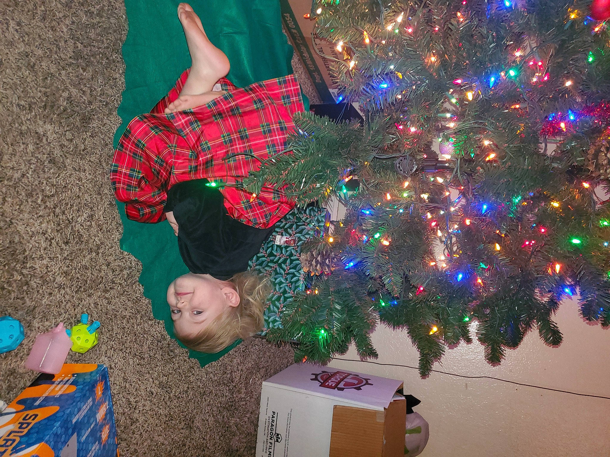 April joined the competition — help win amazing prizes! christmas, christmas_decoration, christmas_eve, christmas_ornament, christmas_tree, conifer, electric_blue, event, evergreen, fun, green, holiday, holiday_ornament, joy, ornament, pattern, person, plaid, shipping_box, tartan