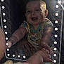 baby, reflection, mirror, smile, joy, pajamas, light, hand, face, infant, cute, indoor, child, happy, mirror_lights, expression, playful, skin, portrait, reflection_image