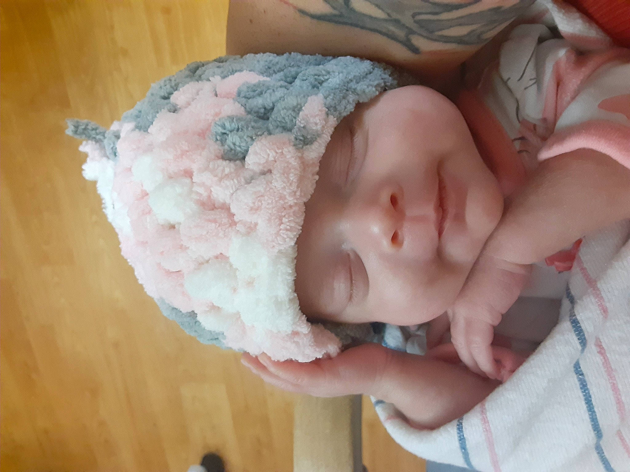 Ryver joined the competition — help win amazing prizes! baby, baby_sleeping, baby_toddler_clothing, cap, cheek, child, comfort, ear, eye, eyelash, finger, hand, headgear, headwear, iris, knit_cap, linens, nose, person, pink