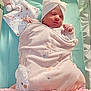 Lynn participe au concours pour gagner de l'argent avec cette photo : newborn, baby, blanket, bassinet, hospital, plush_toy, pink, turban, sleeping, infant, cute, soft, wrapped, child, bed, comfort, newborn_care, toy, peaceful, resting