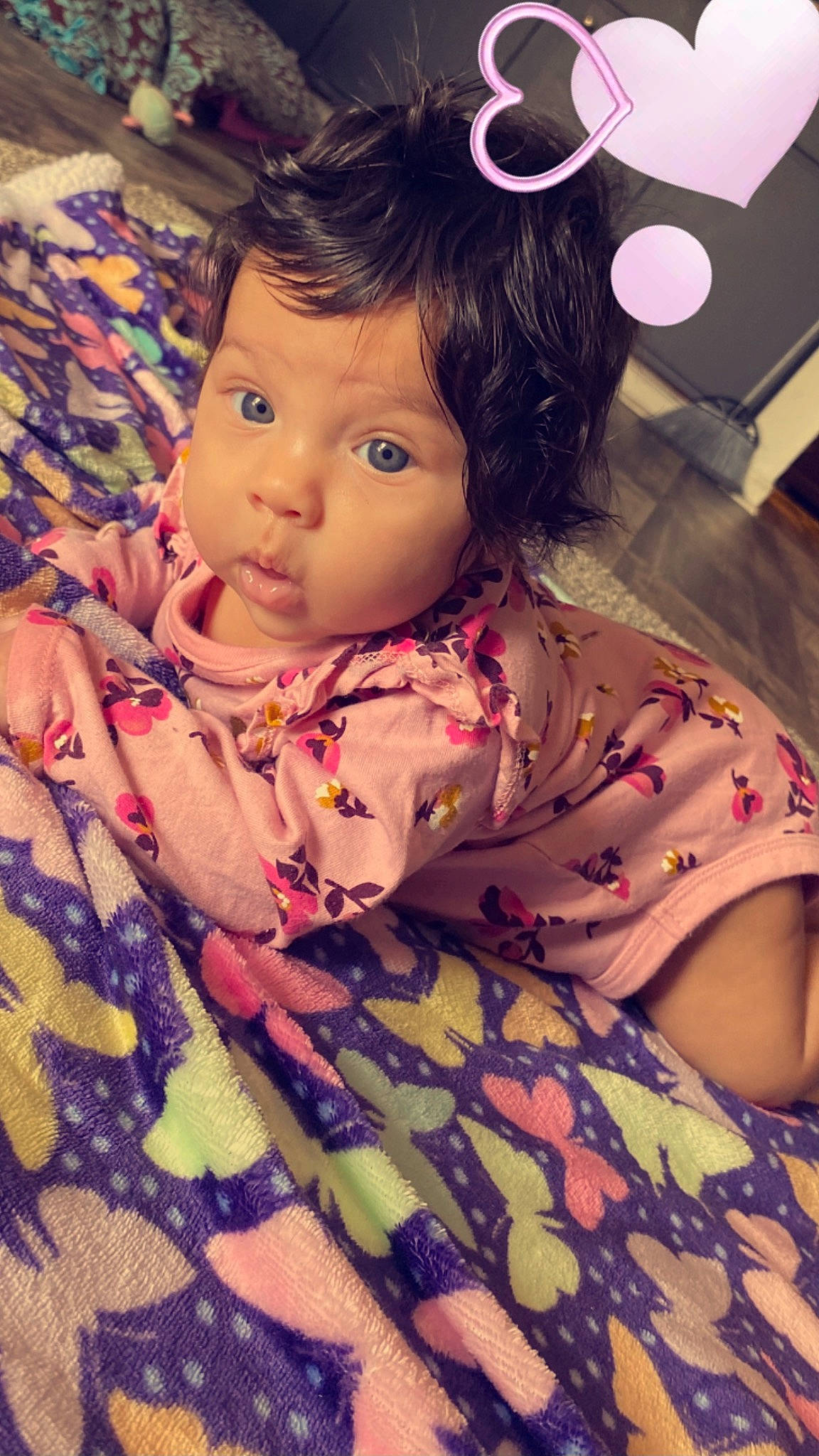 Layla is registered to the contest to win money with this photo: baby_toddler_clothing, black_hair, cheek, cool, eye, eyelash, hairstyle, happy, head, iris, lip, mouth, neck, nose, organ, person, pink, skin, sleeve, surprise
