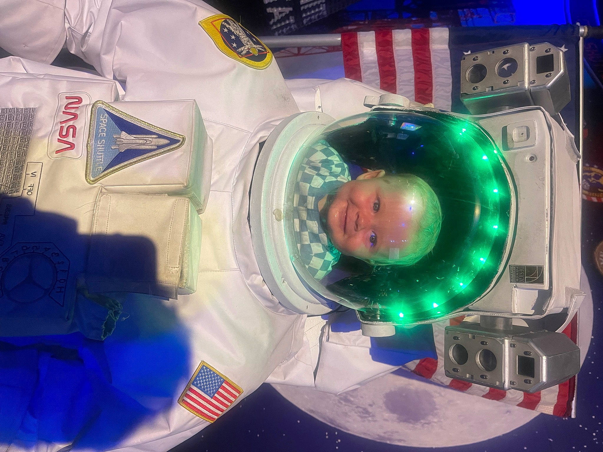 Lane joined the competition — help win amazing prizes! astronaut, audio_equipment, carmine, circle, computer_hardware, electric_blue, engineering, event, fictional_character, fun, games, helmet, joy, machine, person, personal_protective_equipment, plastic, product, space, sports_gear