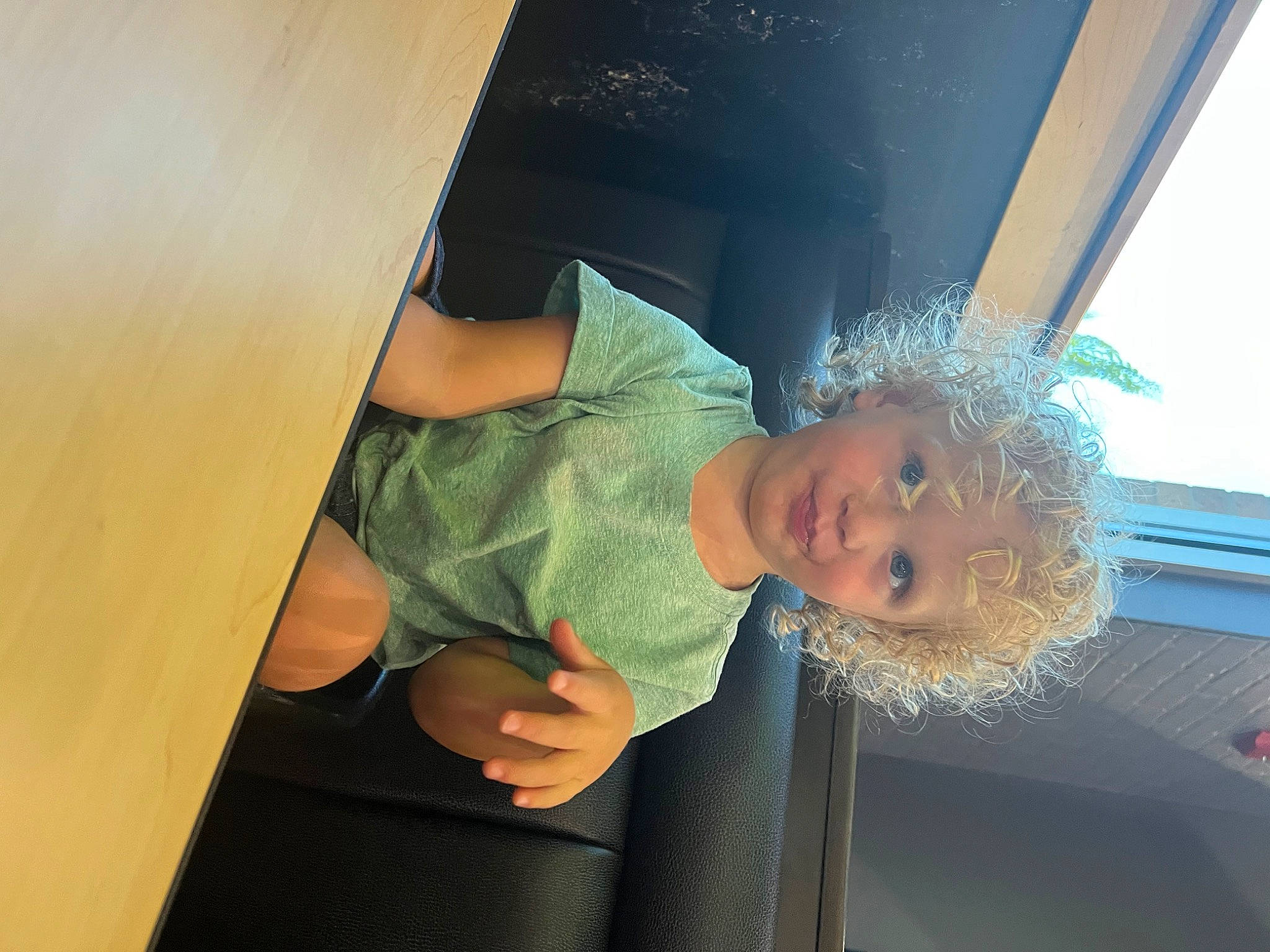 Jameson is registered to the contest to win money with this photo: auto_part, automotive_exterior, baby, baby_toddler_clothing, ceiling, cloud, comfort, couch, dress, elbow, fun, happy, human_leg, person, room, shoulder, t_shirt, tints_and_shades, toddler, vehicle_door