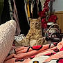 Dulce is registered to the contest to win money with this photo: cat, bed, blanket, hello_kitty, pillow, clothes, hanger, flower, red_flower, furniture, indoor, pet, animal, relaxed, sitting, cute, cozy, portrait, feline, home