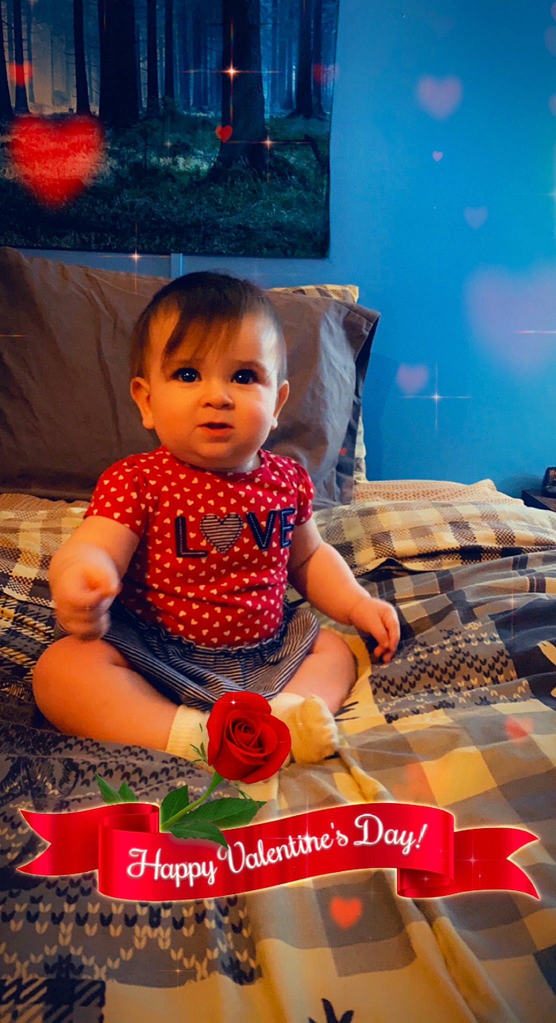 Justice is registered to the contest to win money with this photo: baby, baby_toddler_clothing, book_cover, carmine, child, event, flooring, font, fun, happy, human, leisure, magenta, pattern, person, pink, room, sitting, skin, textile