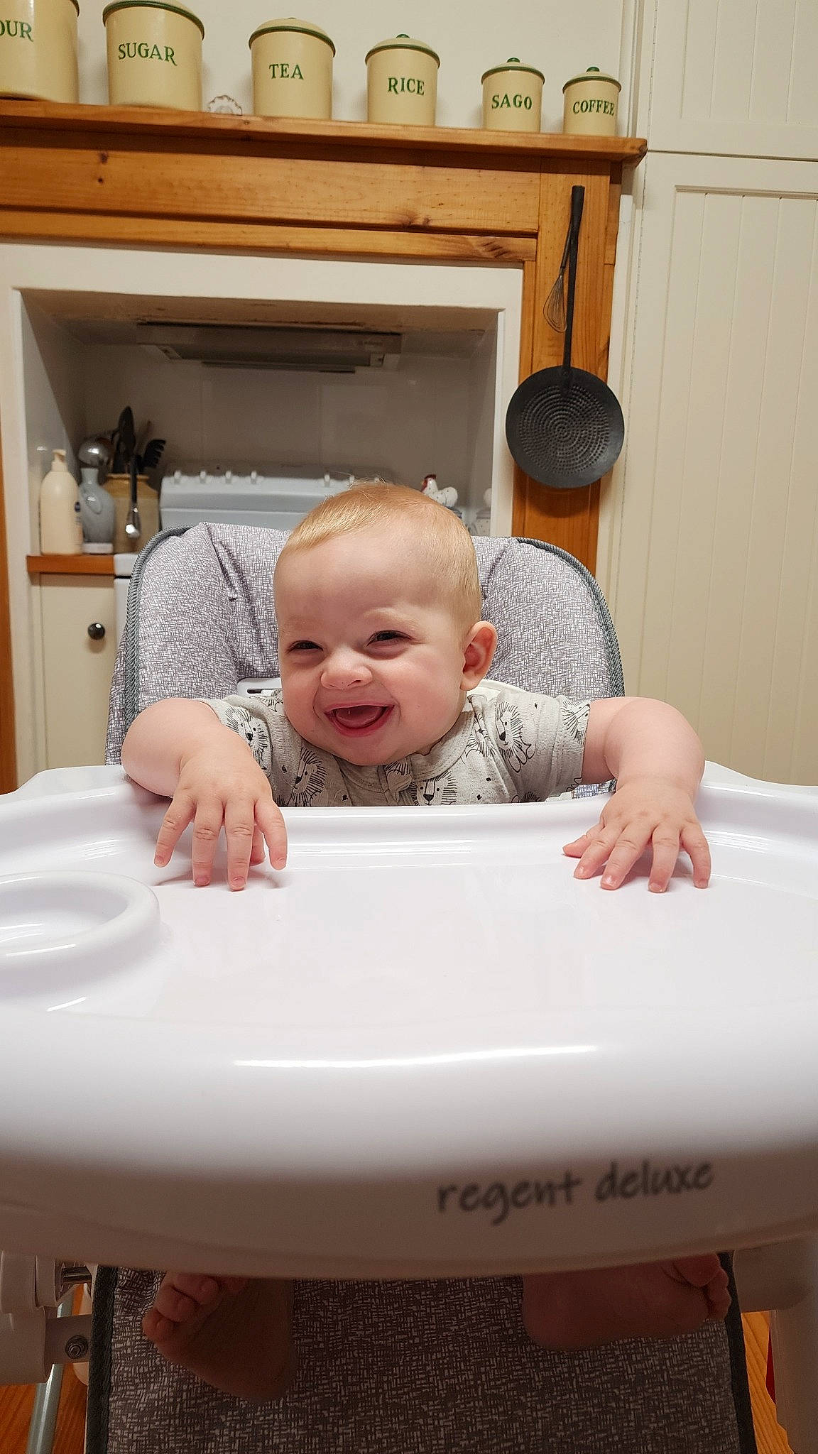 Finnley joined the competition — help win amazing prizes! baby, baby_laughing, baby_products, baby_safety, baby_toddler_clothing, cabinetry, child, comfort, finger, flooring, fun, happy, joy, person, room, shelf, sitting, sleeve, smile, t_shirt