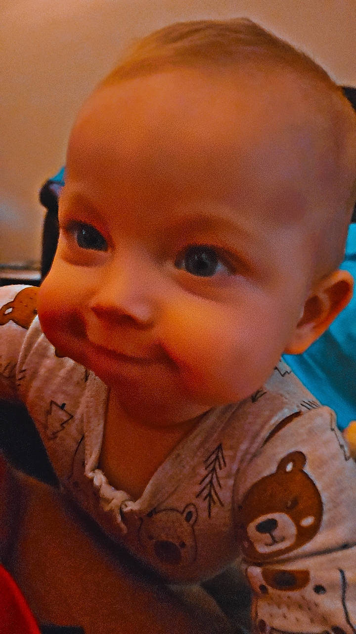 Finnley joined the competition — help win amazing prizes! baby, baby_toddler_clothing, cheek, chin, ear, eyebrow, eyelash, forehead, hairstyle, happy, iris, lip, mouth, neck, nose, person, skin, sleeve, smile, toddler