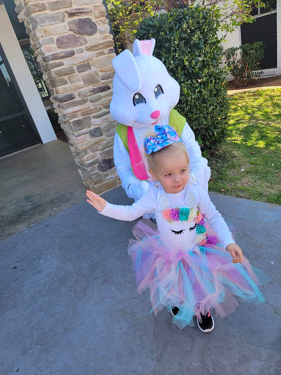 Ava Lynn is registered to the contest to win money with this photo: baby, baby_toddler_clothing, child, costume, costume_hat, easter_bunny, event, fur, grass, happy, hat, magenta, mythical_creature, person, pink, plant, purple, rabbit, recreation, toddler