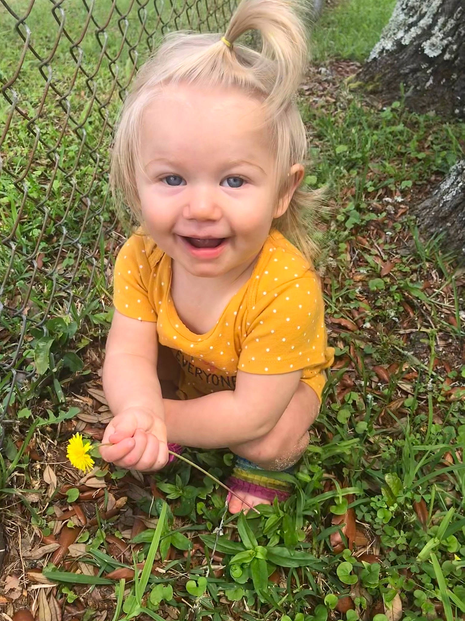 Elli is registered to the contest to win money with this photo: baby, baby_toddler_clothing, child, face, fence, fun, garden, grass, grass_family, groundcover, happy, lawn, leaf, mesh, nature, people_in_nature, person, plant, skin, smile