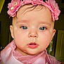 Liz Angeli is registered to the contest to win money with this photo: baby, child, portrait, face, headband, pink, flower, clothing, blue_eyes, close_up, cute, infant, young_child, soft_lighting, indoors, adorable, skin, expression, looking_at_camera, person