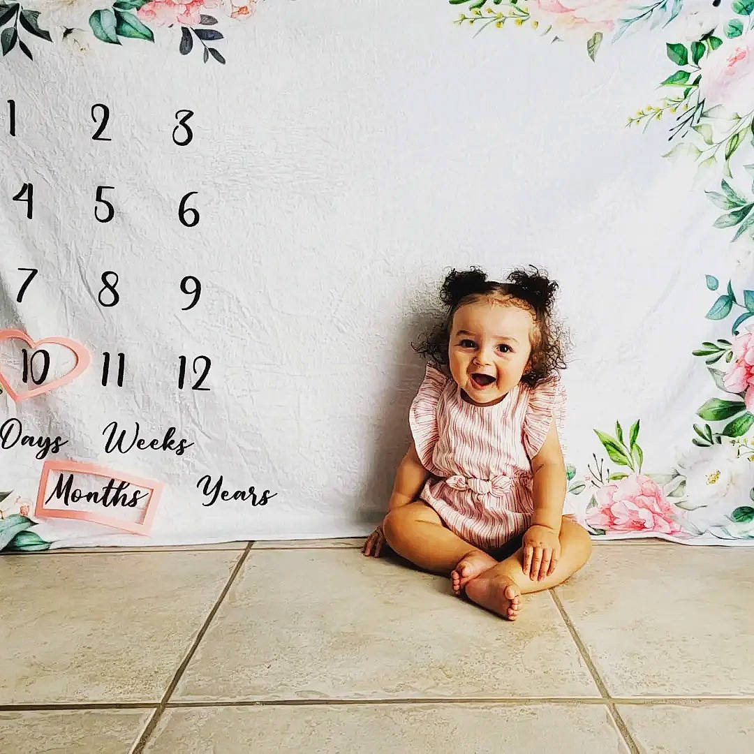 Lilyana joined the competition — help win amazing prizes! baby, baby_toddler_clothing, child, facial_expression, flooring, flower, font, grass, happy, pattern, people, person, photograph, pink, rectangle, sitting, smile, snapshot, summer, toddler