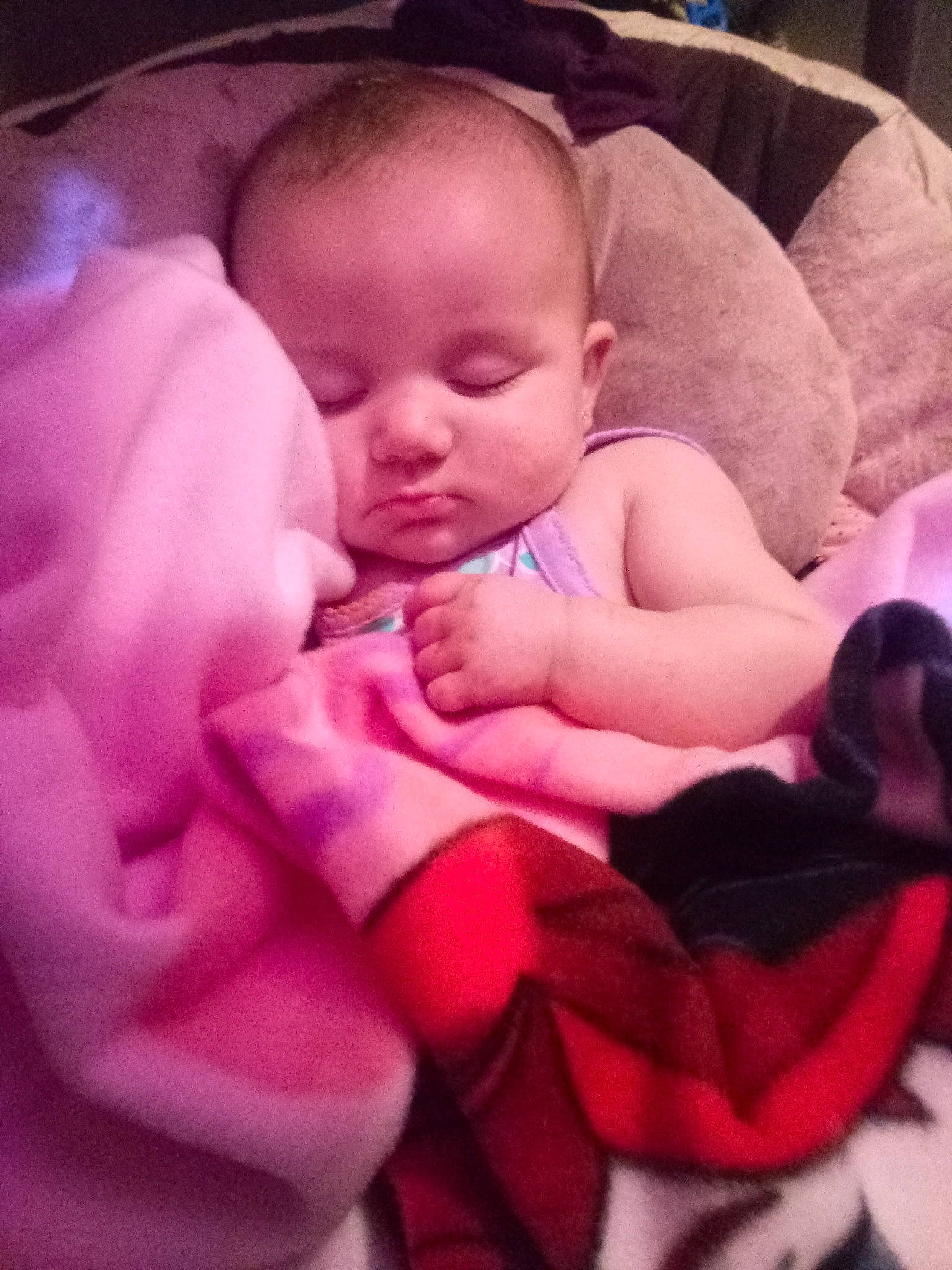 Jaelynn is registered to the contest to win money with this photo: baby, baby_toddler_clothing, cheek, child, comfort, eye, finger, hand, happy, head, human_body, lip, mouth, nail, person, petal, pink, skin, textile, thumb