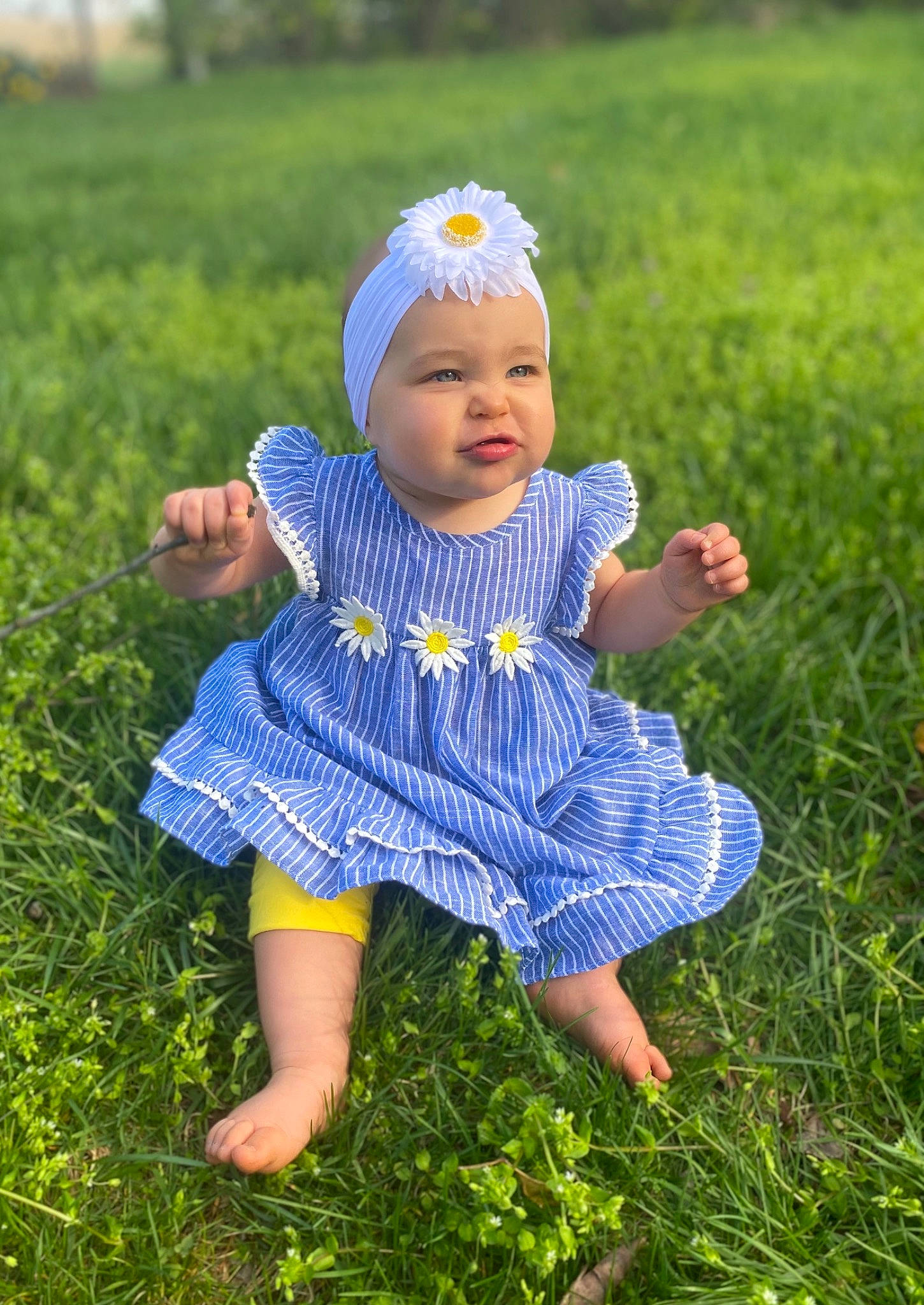 Valorie joined the competition — help win amazing prizes! baby, baby_toddler_clothing, child, dress, electric_blue, face, flower, fun, grass, grass_family, happy, hat, headwear, leaf, meadow, people_in_nature, person, plant, smile, sunlight