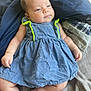 Avery is registered to the contest to win money with this photo: baby, infant, blue_dress, neon_trim, soft_surface, indoors, skin, face, arms, legs, cute, child, relaxed, clothing, portrait, newborn, casual, laying_down, person, natural_light