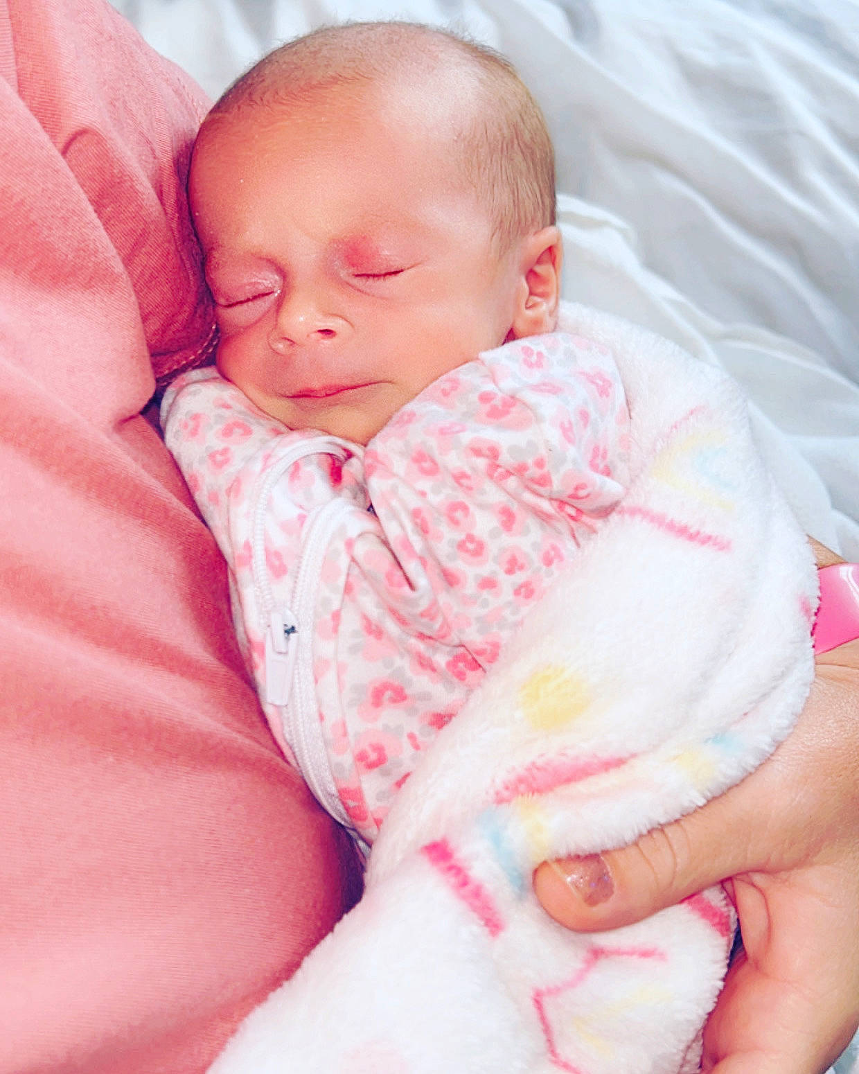 Kodi Kate joined the competition — help win amazing prizes! baby, baby_products, baby_sleeping, baby_toddler_clothing, bedding, bedtime, cheek, child, collar, comfort, event, flesh, happy, linens, peach, person, pink, skin, sleep, sleeve