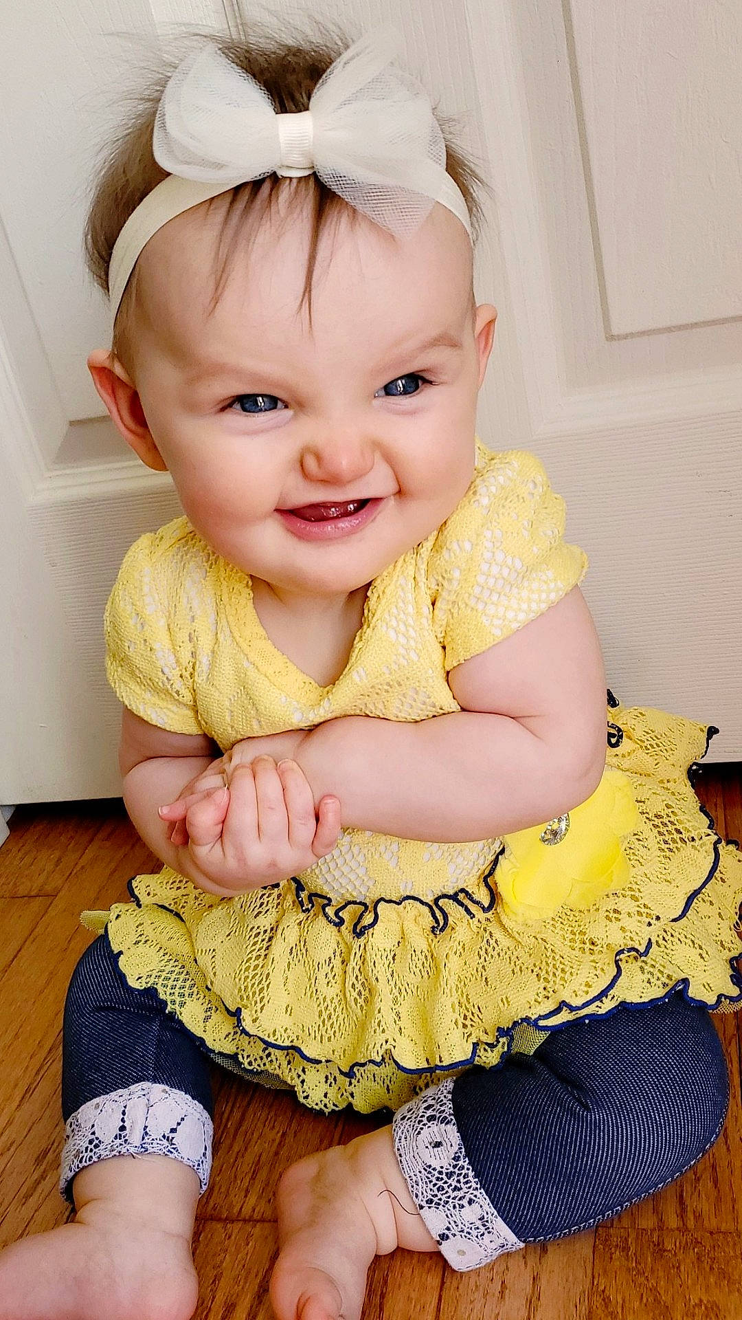 Astraea joined the competition — help win amazing prizes! baby, baby_products, baby_toddler_clothing, beauty, cheek, child, child_model, clothing, design, dress, facial_expression, hair_accessory, headband, joy, person, pink, product, ruffle, skin, smile