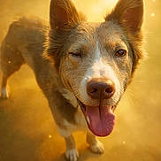Parker is registered to the contest to win money with this photo: animal, canine, close_up, cute, dog, ears, friendly, fur, golden_light, happy, muzzle, outdoor, pet, playful, portrait, smiling, sparkles, tongue_out, warm, winking