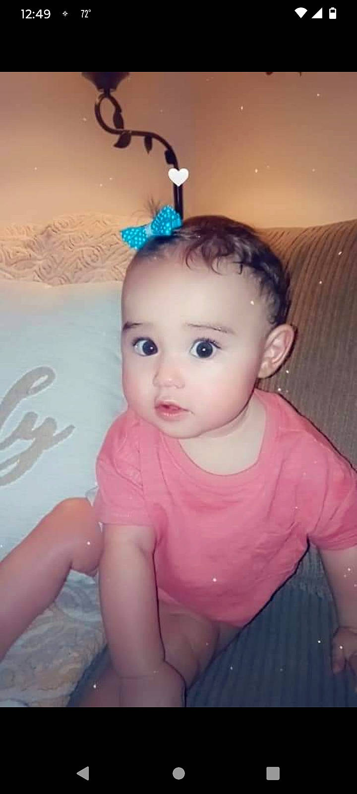 Honesty is registered to the contest to win money with this photo: baby, baby_toddler_clothing, cheek, child, eyelash, fashion_accessory, fun, hairstyle, happy, headpiece, iris, lip, magenta, organ, person, pink, skin, sleeve, toddler, toy