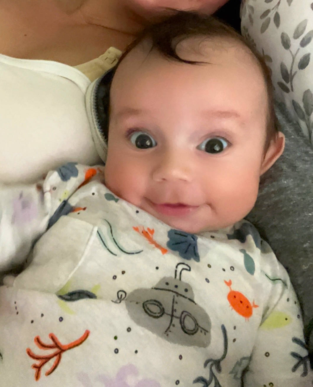 Caidan joined the competition — help win amazing prizes! baby, baby_toddler_clothing, cheek, child, chin, eye, eyebrow, eyelash, face, forehead, head, iris, lip, mouth, nose, person, skin, sleeve, smile, textile