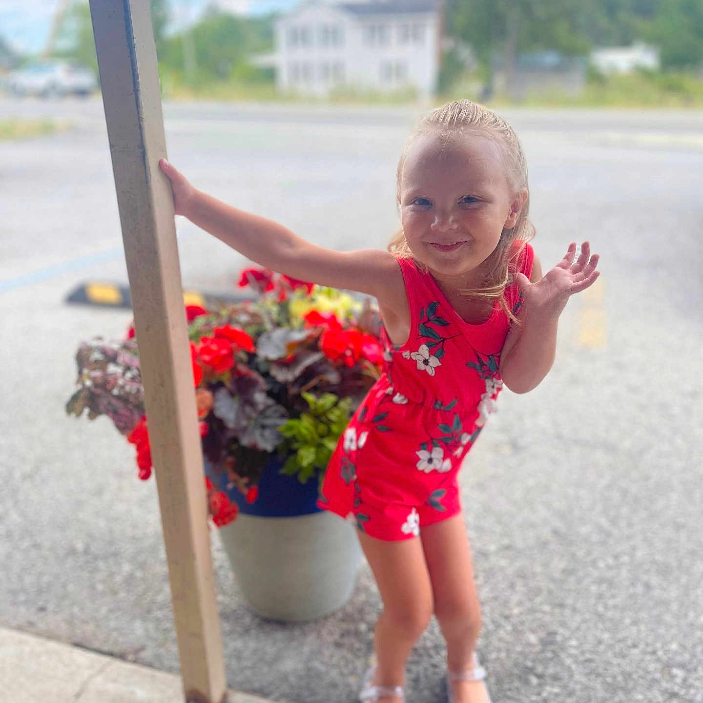 Allyson is registered to the contest to win money with this photo: city, clothing, face, head, herbal, herbs, jar, person, photography, plant, planter, portrait, pottedplant, pottery, road, shorts, street, summer, urban, vase