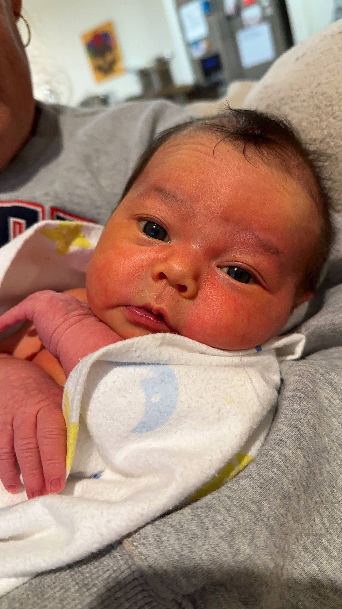 Lilianna joined the competition — help win amazing prizes! baby, baby_toddler_clothing, cheek, child, chin, close_up, comfort, eyebrow, eyelash, finger, happy, iris, linens, lip, mouth, nose, person, room, skin, thumb