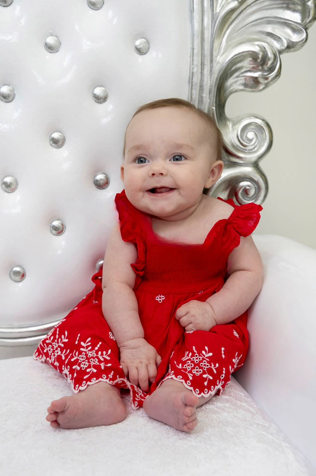 Lilianna joined the competition — help win amazing prizes! baby, baby_toddler_clothing, cheek, child, chin, dress, eye, eyelash, facial_expression, happy, head, joy, pattern, person, pink, product, skin, sleeve, smile, textile