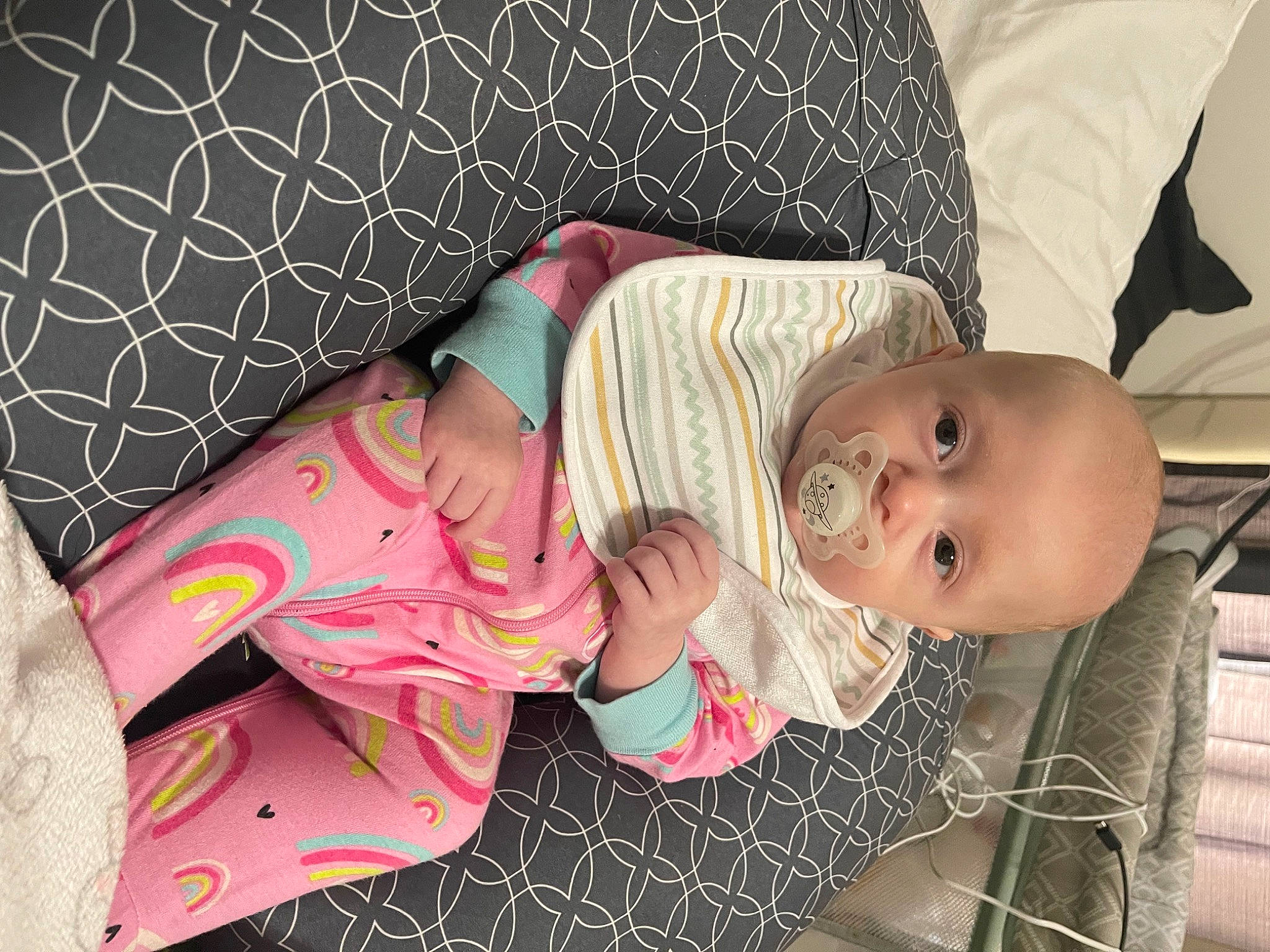 Magnolia joined the competition — help win amazing prizes! arm, baby, baby_carriage, baby_products, baby_safety, baby_toddler_clothing, cheek, child, comfort, human_body, infant_bed, linens, pattern, person, pink, room, sitting, skin, sleep, textile