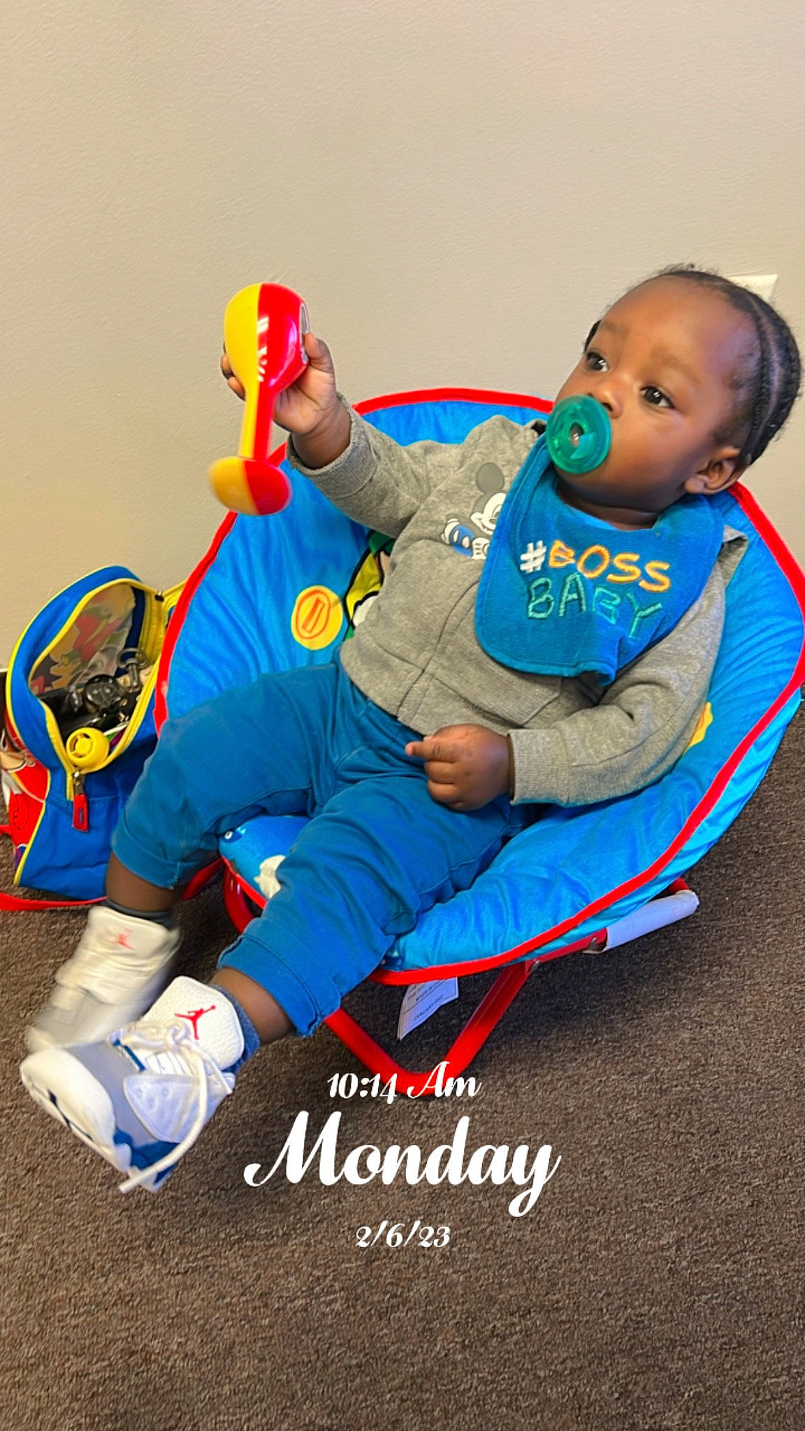 Tyran is registered to the contest to win money with this photo: baby, baby_products, baby_toddler_clothing, baby_toys, child, electric_blue, event, fictional_character, fun, happy, leisure, logo, person, play, sitting, sleeve, t_shirt, toddler
