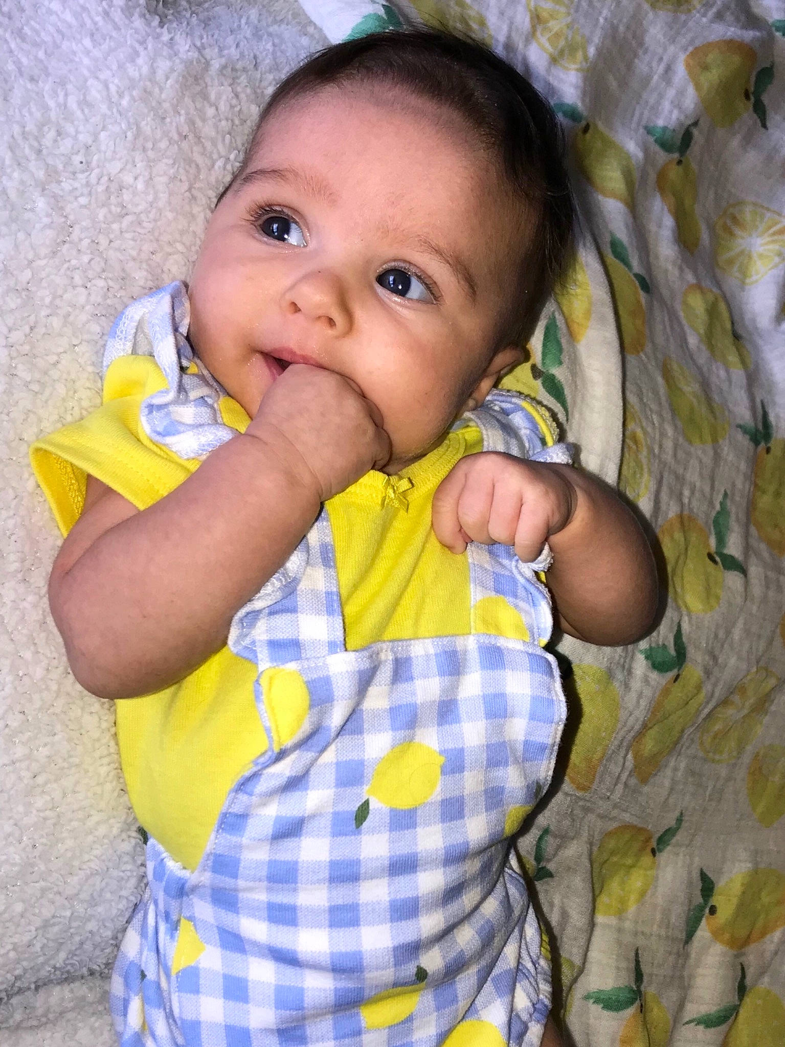 Sofia joined the competition — help win amazing prizes! baby, baby_toddler_clothing, cheek, child, eye, iris, lip, nose, person, skin, smile, toddler, yellow