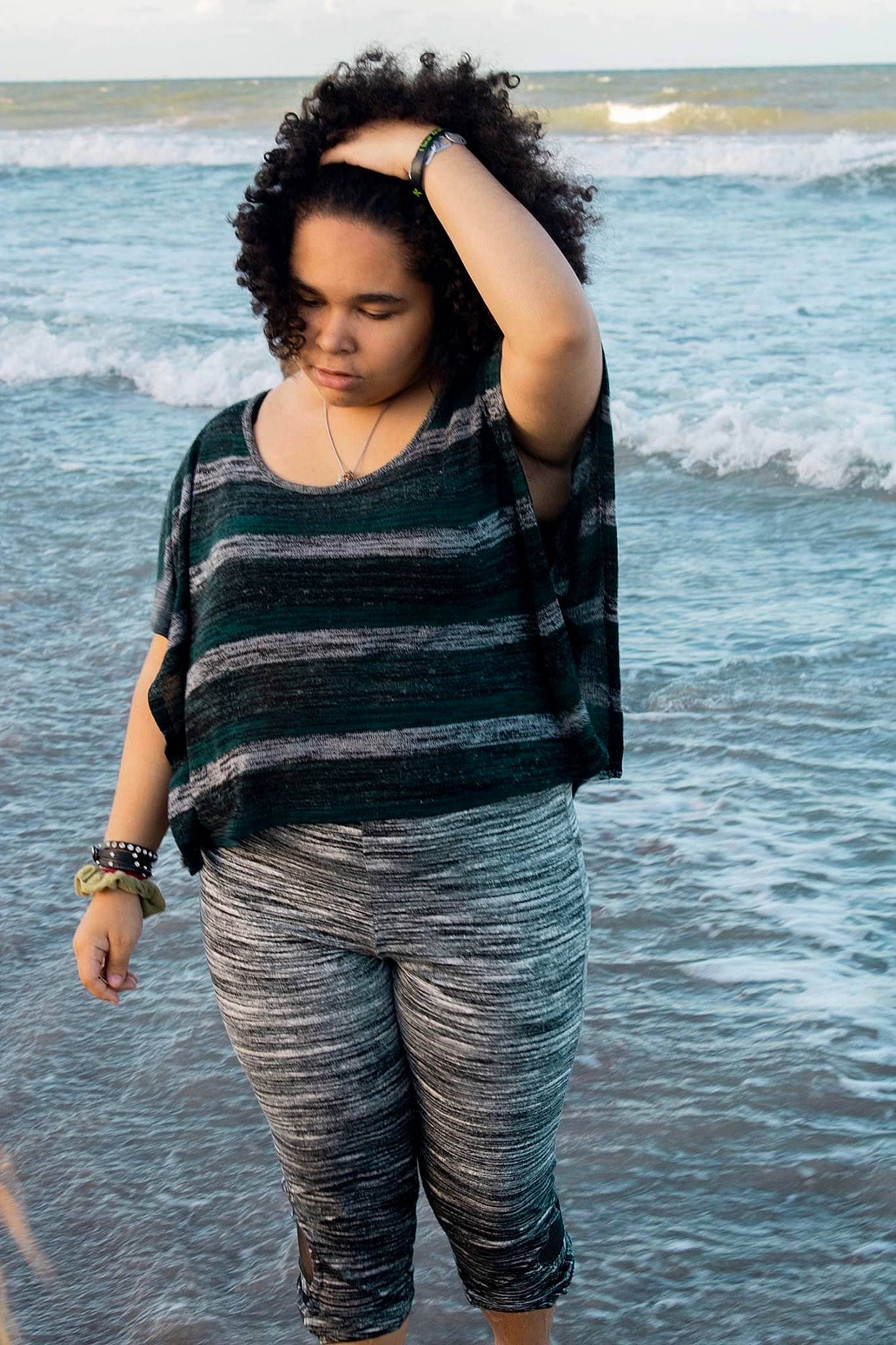 Hazel Sexton joined the competition — help win amazing prizes! active_pants, beach, black_hair, fashion_model, flash_photography, joint, long_hair, model, ocean, person, photo_shoot, sea, shoulder, summer, thigh, tide, waist, watch, wave, wind