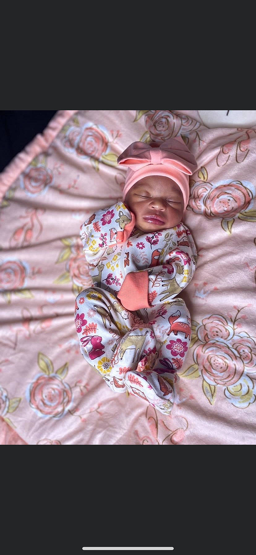 Aubrielle joined the competition — help win amazing prizes! baby, bedding, bedtime, child, comfort, event, flesh, happy, headwear, linens, magenta, pattern, peach, person, petal, pink, purple, smile, textile, toddler