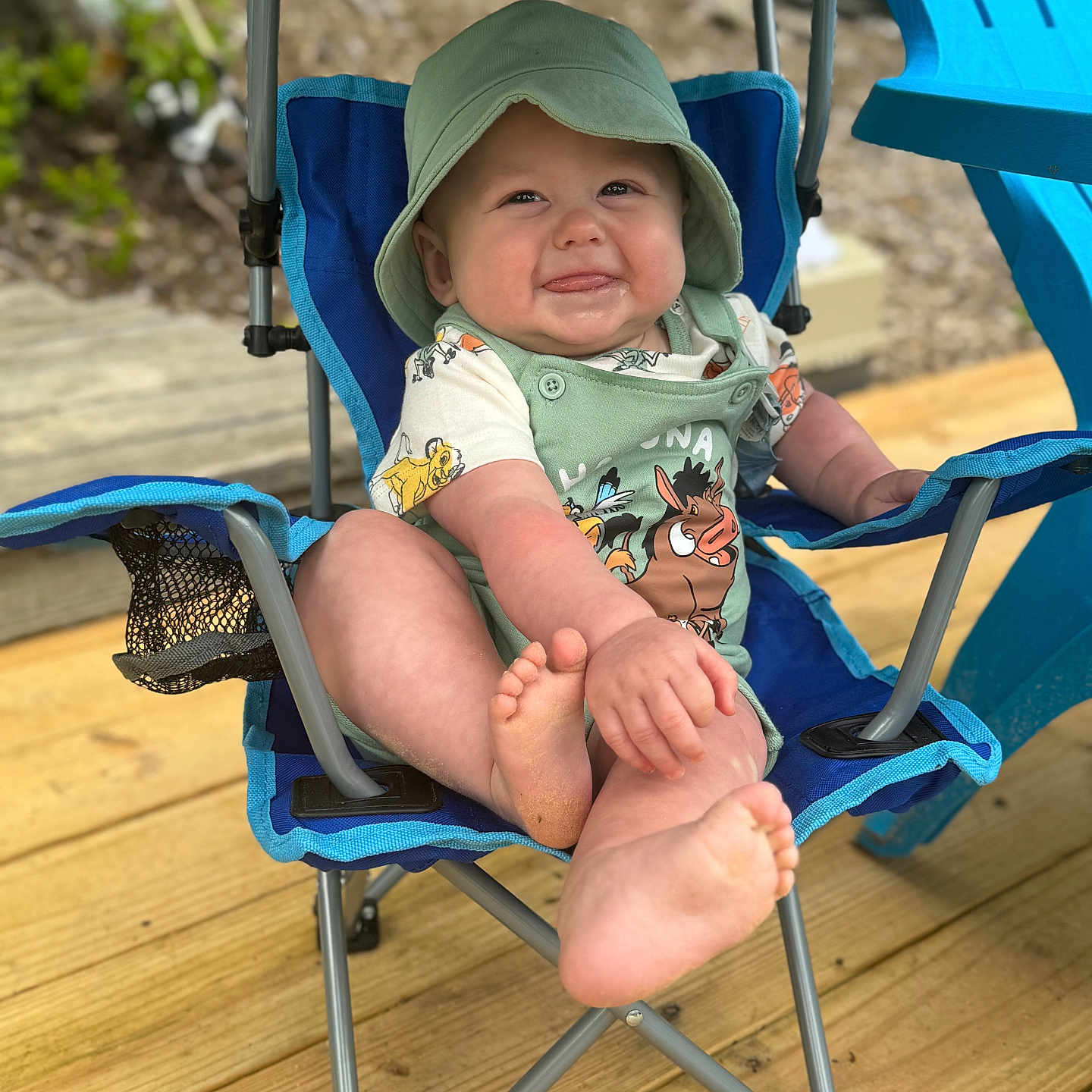Finn joined the competition — help win amazing prizes! baby, baseballcap, bonnet, cap, chair, clothing, face, furniture, grass, hat, head, outdoors, person, photography, plant, portrait, sitting, summer, sunhat, wood