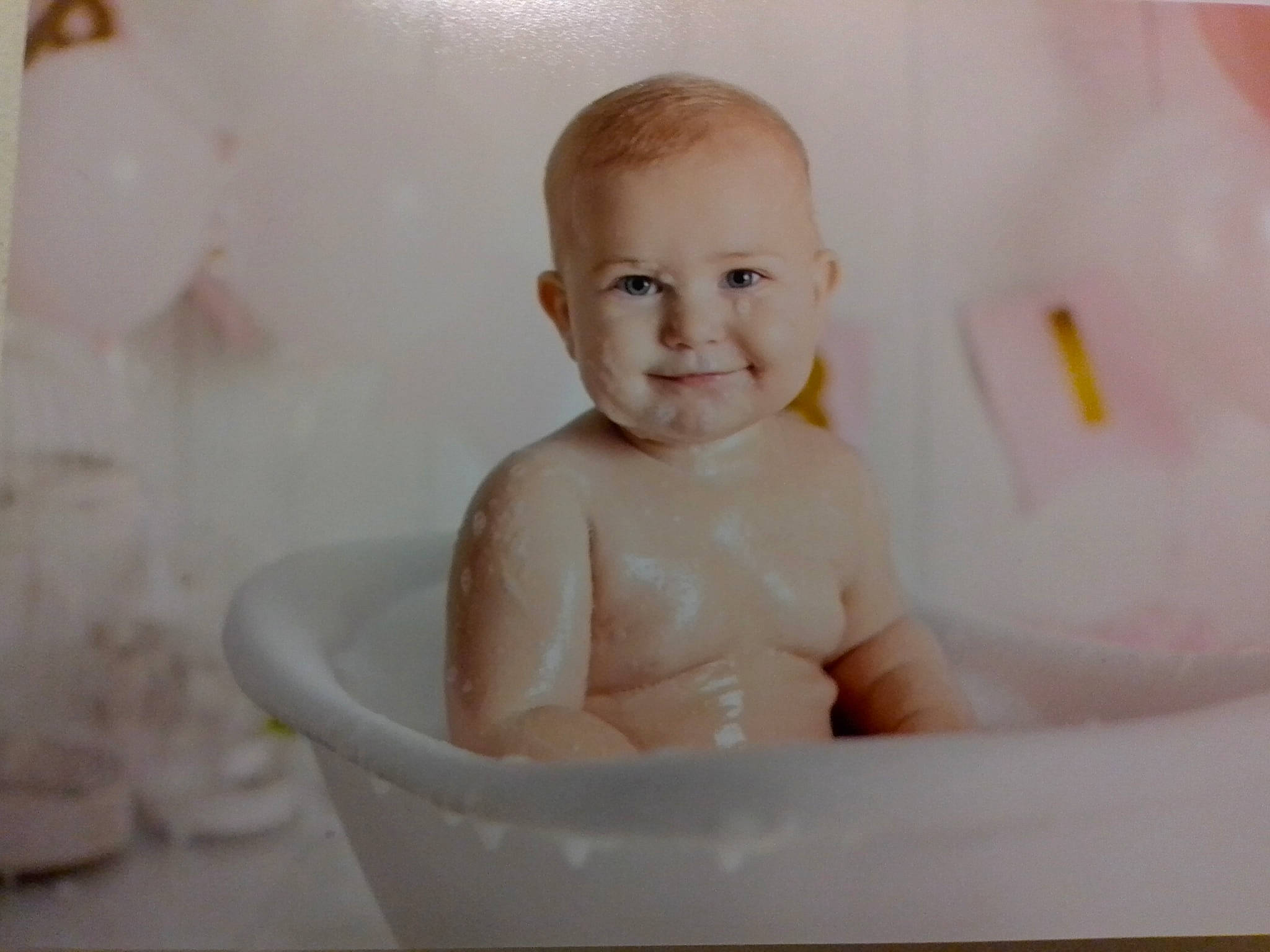 Kylah joined the competition — help win amazing prizes! baby, baby_bathing, bathing, bathtub, cheek, child, face, head, joy, person, plumbing_fixture, room, skin, toddler