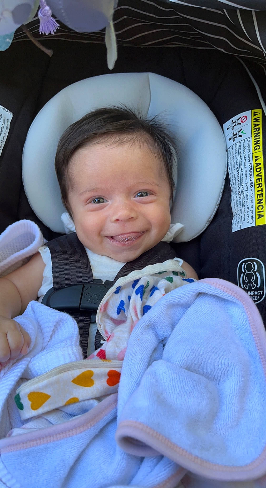 Marlee joined the competition — help win amazing prizes! auto_part, automotive_design, baby, baby_in_car_seat, baby_products, baby_toddler_clothing, car_seat, cheek, child, comfort, facial_expression, flash_photography, fun, hairstyle, happy, joy, nose, person, sitting, skin