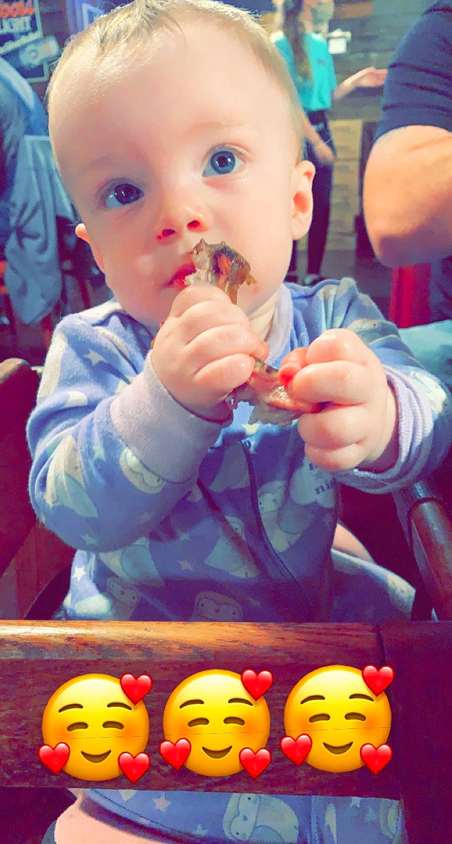 Channing joined the competition — help win amazing prizes! baby, baby_toddler_clothing, biting, chair, cheek, child, chin, finger, fun, happy, mouth, nose, orange, people, person, photograph, red, snapshot, thumb, toddler