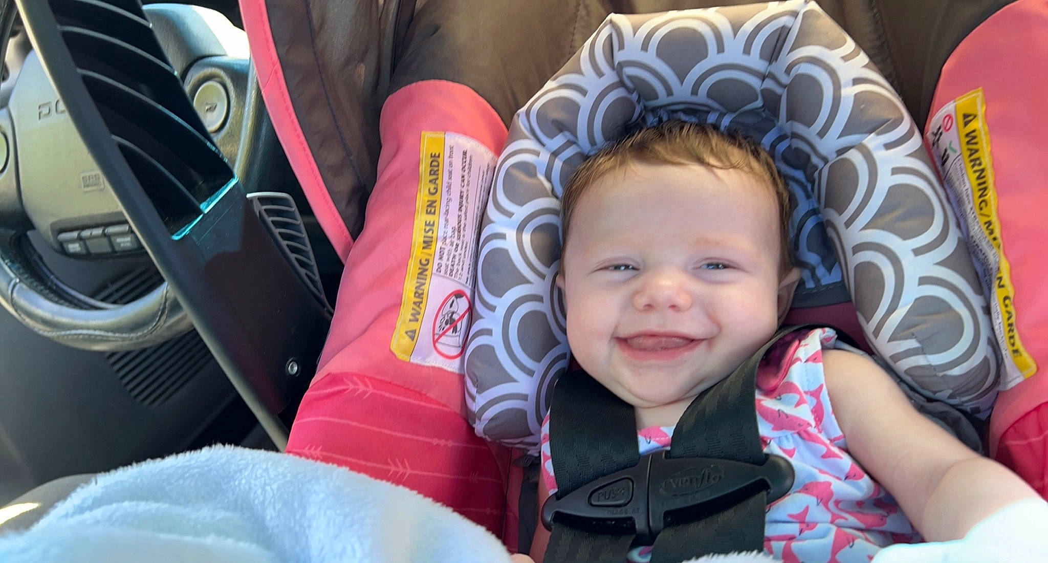 Everleigh joined the competition — help win amazing prizes! auto_part, baby, baby_carriage, beauty, car_seat, car_seat_cover, child, comfort, cool, finger, fun, happy, joy, organ, people, person, personal_protective_equipment, product, skin, smile