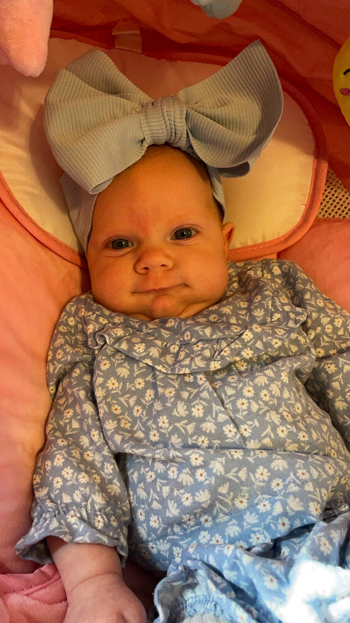 Sadie joined the competition — help win amazing prizes! baby, baby_toddler_clothing, cheek, child, chin, comfort, eyebrow, eyelash, fun, happy, iris, linens, military_camouflage, mouth, nose, pattern, person, skin, smile, textile